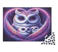 Corazón de la Familia de búhos Puzzle 1000 Piezas Papel Reciclado para Adultos Puzzle para Adultos Juego Familiar Divertido y desafiante para Adultos y niños a Partir de 12 años 38x26cm/1000pcs