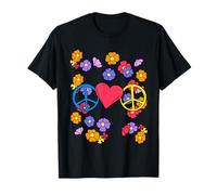 Corazón de la paz flores de los años 60 80 hippie mujeres adolescentes Camiseta