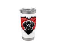 Corazón de labrador negro lindo laboratorio cachorro amante de los perros refugio rescate Vaso térmico de acero inoxidable de doble pared