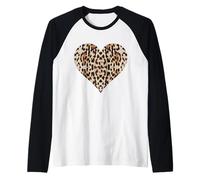 Corazón de Leopardo Guepardo Fresco Camiseta Manga Raglan