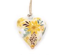 Corazon de madera decorativo Grande - Amarillo Floral
