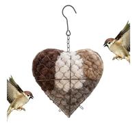 Corazón de nido de pájaros de fibra hecho a mano, 20 x 20 cm, rellenable, en forma de corazón, nido de pájaros y refugio de nido, nido de colibrí de doble temporada, casa de vista al aire libre