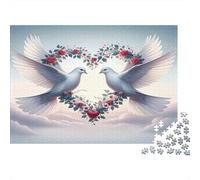 Corazón de Palomas de Amor Puzzles 1000 Piezas Papel Reciclado para Adultos Puzzle para Adultos Juego desafiante Excelente Idea de Regalo para relajación para Hombres y Mujeres 70x50cm/1000pcs