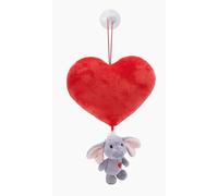 Corazón de Peluche de 15 cm con Elefante de Peluche Love Gris Oscuro de 10 cm y Ventosa Rojo - Juguete Hecho de Suave Tejido Peludo para abrazar y Jugar, para niños y Adultos, Gran Idea de Regalo