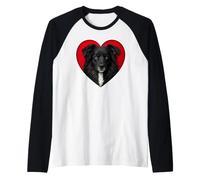 Corazón de Perro Australiano Pastor Australiano Negro Camiseta Manga Raglan