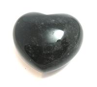 Corazón de piedra en forma de corazón, obsidiana, negro, 45 x 40 x 25 mm