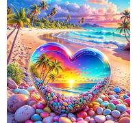 Corazón de Playa Tropical Puzzle 120 Piezas,Rompecabezas DIY Adultos,Puzle Clásico para Adultos Entretenimiento Creativo, Juegos Desafiantes