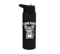Corazón de roedor lindo I Love Rats Stainless Steel Insulated Water Bottle