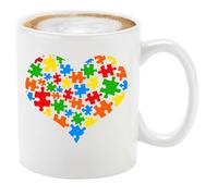 Corazón De Rompecabezas Para La Concientización Sobre El Autismo Y La Aceptación Del Autismo Tazas De Cerámica Chic Mug Divertido Tazas De Desayuno Para Bebidas Frías Y Calientes Té Leche 330Ml