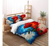 Corazón de Rosa Funda De Edredón 3 Piezas 3D Impresa Romance PlantGarden con 2 Fundas De Almohada Super King（260x220cm） Microfibra Juego De Cama para para Niñosy Hombres