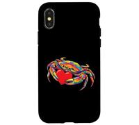 Corazón de San Valentín Abrazando cangrejos, Color arcoíris Carcasa para iPhone X/XS