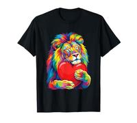 Corazón de San Valentín abrazándose a un león, Color arcoíris Camiseta