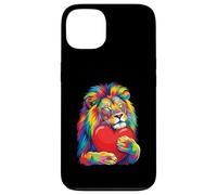 Corazón de San Valentín abrazándose a un león, Color arcoíris Carcasa para iPhone 13