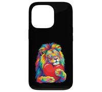 Corazón de San Valentín abrazándose a un león, Color arcoíris Carcasa para iPhone 13 Pro