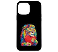 Corazón de San Valentín abrazándose a un león, Color arcoíris Carcasa para iPhone 13 Pro MAX