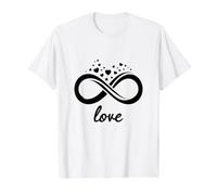 Corazón de San Valentín con el símbolo del Infinito, Amor Infinito, para Siempre Camiseta gráfica económica, Hombre, Blanco, S