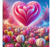 Corazón de tulipán Puzzle de 90 Piezas para Adultos, 30x30cm Puzzle Adultos 90 Piezas, Juguetes Desafiantes DIY Puzzles Imposible, Rompecabezas Clásicos para Toda la Familia