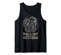 Corazón De Un Lobo Alma De Un Dragón Fantasía Motivacional Camiseta sin Mangas