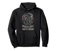 Corazón De Un Lobo Alma De Un Dragón Fantasía Motivacional Sudadera con Capucha