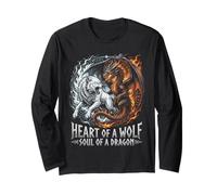 Corazón De Un Lobo Alma De Un Dragón Fantasía Nórdica Motivacional Manga Larga