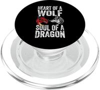 Corazón De Un Lobo Alma De Un Dragón - Lobo Y Dragón Amantes PopSockets PopGrip para MagSafe
