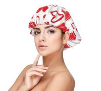Corazón del día de San Valentín,Gorro de dormir de satén ajustable para adultos, de seda, elástico, para dormir, para mujer