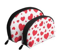 Corazón disperso, Bolsa de Maquillaje de Concha, Monedero pequeño para Mujer, Bolsa de artículos de tocador, Bolsa de cosméticos, 2 Piezas