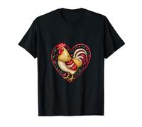 Corazón Enmarcado Gallo Amor pájaro Agricultor Humor Camiseta