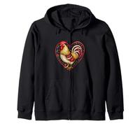 Corazón Enmarcado Gallo Amor pájaro Agricultor Humor Sudadera con Capucha
