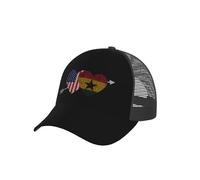 Corazón, Estados Unidos, Bandera Estadounidense Y Bandera Ghanesa Unisex Snapback Cap Ligera Sombrero Casual Gorra Trucker para Deporte Senderismo Golf