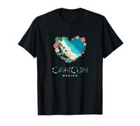 Corazón floral de Cancún - Recuerdo mexicano para amantes de la playa Camiseta