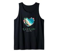 Corazón floral de Cancún - Recuerdo mexicano para amantes de la playa Camiseta sin Mangas