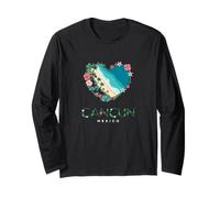 Corazón floral de Cancún - Recuerdo mexicano para amantes de la playa Manga Larga