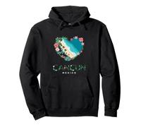 Corazón floral de Cancún - Recuerdo mexicano para amantes de la playa Sudadera con Capucha
