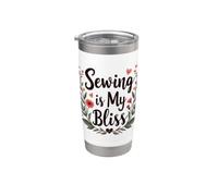 Corazón floral Sewing is My Bliss Vaso térmico de acero inoxidable de doble pared