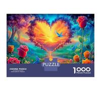 Corazón Galaxy & Rosas por el mar Puzzle 1000 Piezas, Juego Educativo, Clásicos para Adultos & Niños (≥12 años) Arte romántico Rompecabezas Familiar-Obra De Arte, Juego Clásico 52x38cm/1000pcs