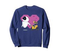 Corazón geométrico de Disney Pixar Wall-E y Eva Sudadera, Unisex para Adultos, Azul Marino, M