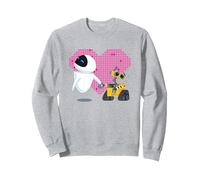 Corazón geométrico de Disney Pixar Wall-E y Eva Sudadera, Unisex para Adultos, Gris Jaspeado, L