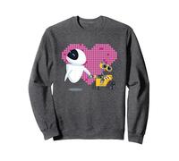 Corazón geométrico de Disney Pixar Wall-E y Eva Sudadera, Unisex para Adultos, Jaspeado Oscuro, XXL