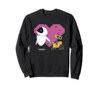 Corazón geométrico de Disney Pixar Wall-E y Eva Sudadera, Unisex para Adultos, Negro, XL