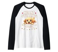 Corazón Golden Retriever Perro Divertido Regalo Golden Retriever Cachorro Camiseta Manga Raglan