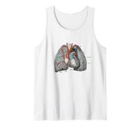 Corazón Humano Pulmones Vintage Anatomía Médica Pulmones Humanos Corazón Camiseta sin Mangas