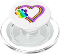 Corazón LGBT Arco Iris Pata de Perro, partidario LGBT Orgullo LGBT PopSockets PopGrip para MagSafe