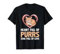 Corazón Lleno De Ronroneos Alma Llena De Amor Gato Amante Felino Mascota Camiseta