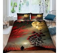corazón Luna roja Funda De Edredón 3 Piezas 3D Impresa Romance HumanLunalit con 2 Fundas De Almohada King（220x240cm） Microfibra Juego De Ropa De Cama para para Niñosy Hombres