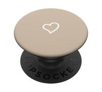 Corazón minimalista dibujado a mano blanco en beige arenoso PopSockets PopGrip Adhesivo