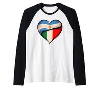 Corazón Mitad Argentino Mitad Italiano Raíces Argentina Camiseta Manga Raglan