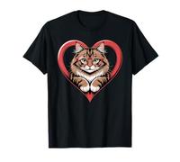 Corazón Norwegian Forest Cat Gafas Wegies Camiseta