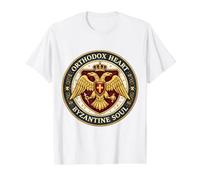 Corazón Ortodoxo Alma Bizantina Cristiano Águila Bizancio Camiseta gráfica económica, Hombre, Blanco, S