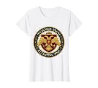 Corazón Ortodoxo Alma Bizantina Cristiano Águila Bizancio Camiseta gráfica económica, Mujer, Blanco, M